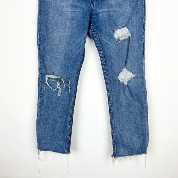 Revice Denim High Waisted Frayed Hem Ankle Cropped Jeans Distressed Size 30 - Picture 4 of 10